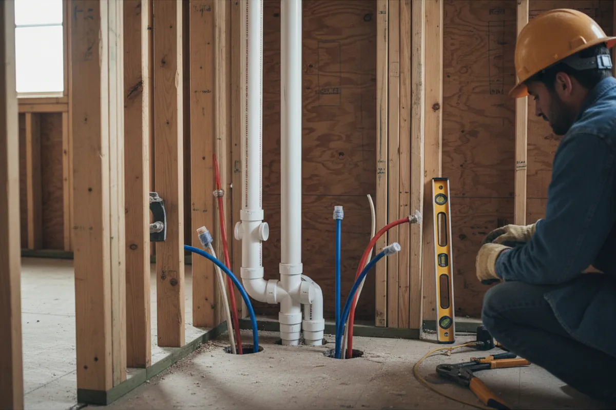 Drain and supply rough-in during Sump Pump Repair in Rexford